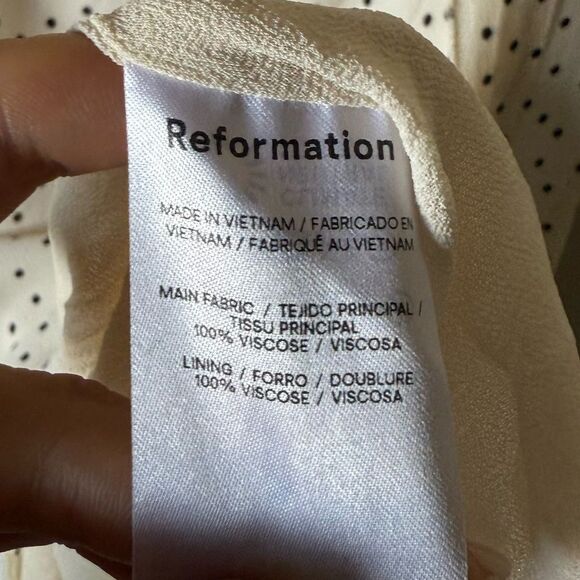 Reformation Iryna Mini Cream Dress Salt Pepper Polka Dots Size 10 - Picture 10 of 11
